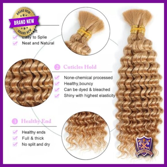 16 Inch Deep Wave Human Hair Extensions 120g 2 Bundles Boho Braids main image 5